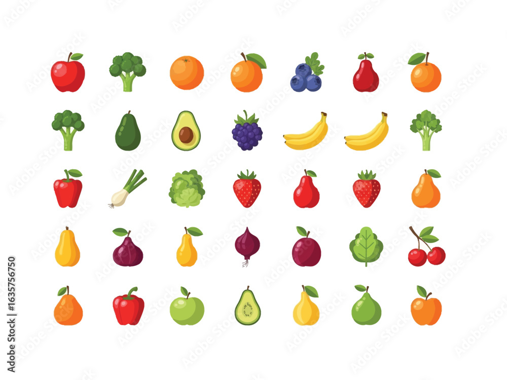 Obraz premium A Medley of Wholesome Fruit and Vegetables: A delightful assortment of fresh produce bursts with vibrant colors, presenting a wholesome collection of essential vitamins and nutrients.