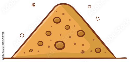 Stylized Slice of Swiss Cheese with Bubbles and Dots