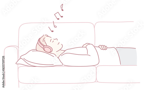 A person enjoys a peaceful moment, immersed in their favorite music while sitting comfortably on a couch