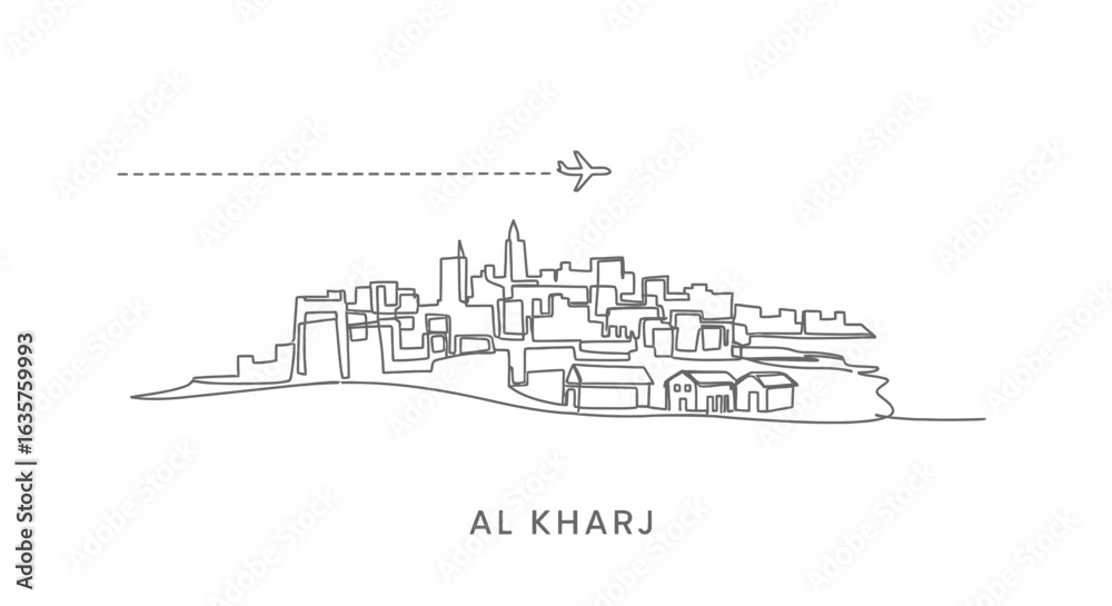 Fototapeta premium Al Kharj skyline Minimalist with travel.