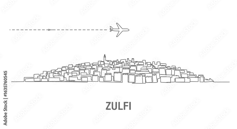Fototapeta premium Airplane over Zulfi Travel destination.