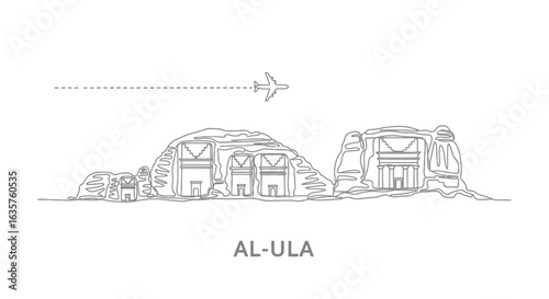AlUla Saudi Arabia Line art travel.