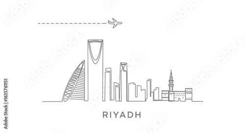 Riyadh skyline vector with Saudi Arabia, and travel.