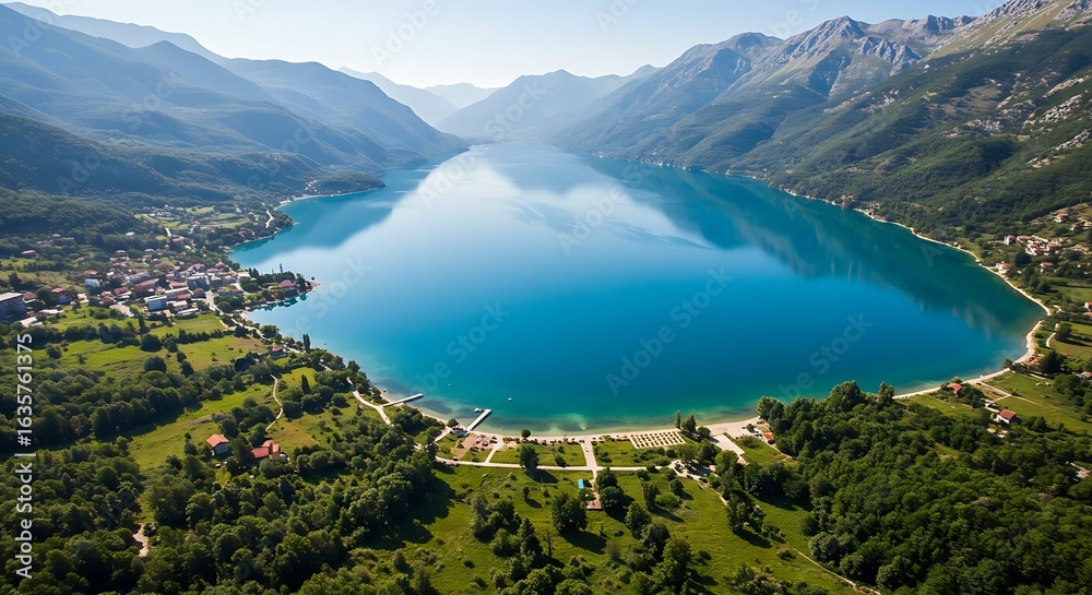 Obraz premium A beautiful shot of the blue Shkodra Lake on a sunny day in Montenegro