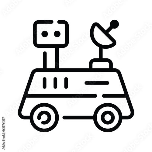 Easy to edit linear icon of lunar rover vehicle
