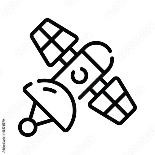 Premium outline icon of orbiting communication satellite