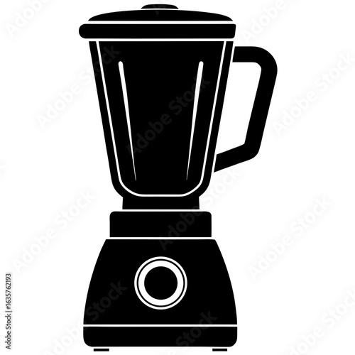 Black blender silhouette on white background kitchen appliance