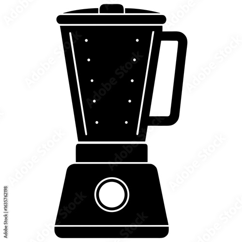 Black blender silhouette on white background kitchen appliance