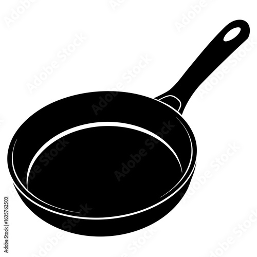 Black frying pan silhouette on white skillet cooking