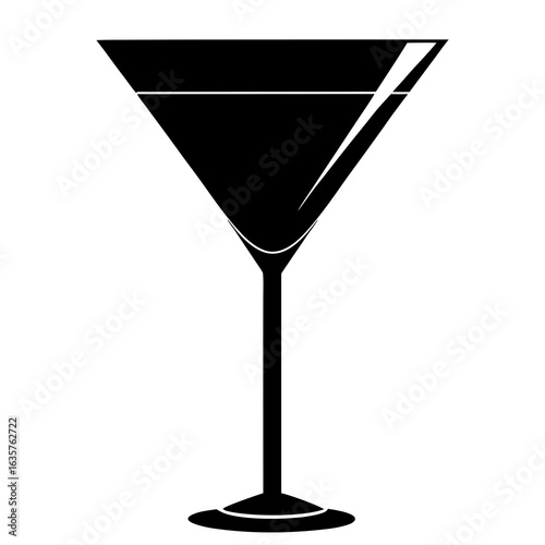 Black martini glass silhouette cocktail glass white