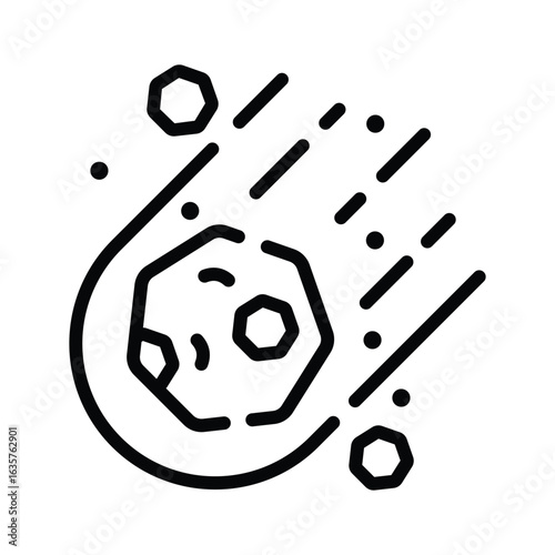 Trendy linear icon of floating asteroid rock