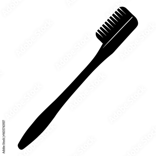 Black toothbrush silhouette on white dental hygiene