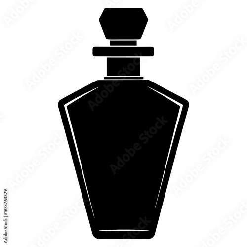 Elegant black perfume bottle silhouette vector