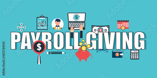 Payroll giving word concepts banner