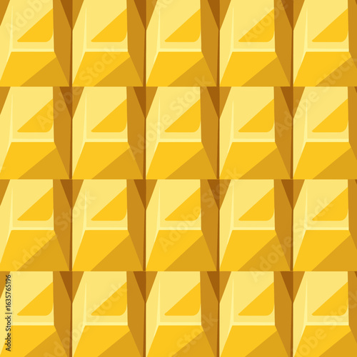 A vibrant, seamless pattern of stylized golden ingots, creating a luxurious and prosperous background ideal for financial themes.