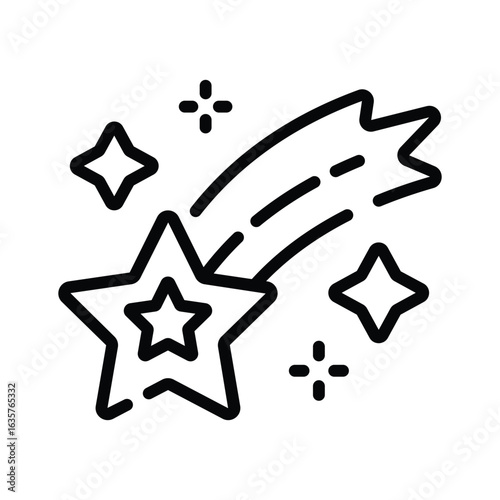 Easy to edit outline icon of shooting stars trail