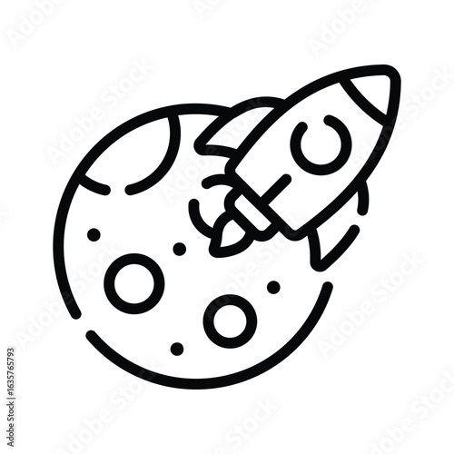 A trendy linear icon of futuristic spaceship