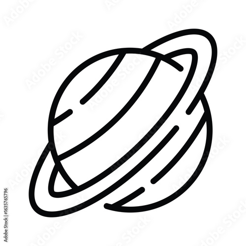 Well designed linear icon of ringed saturn planet