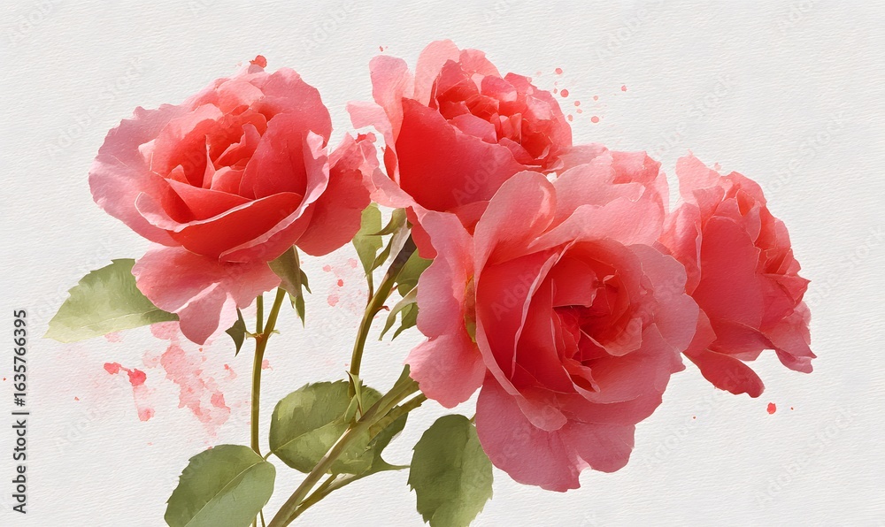 Obraz premium Watercolor, a bouquet of red roses