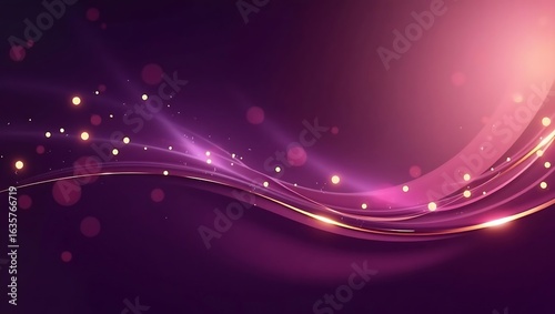 Modern abstract gradient background with elegant swirls and glowing light accents, combining royal purple and metallic gold, high resolution. Generative Ai.
