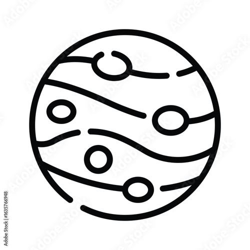 A modern linear icon of small mercury planet