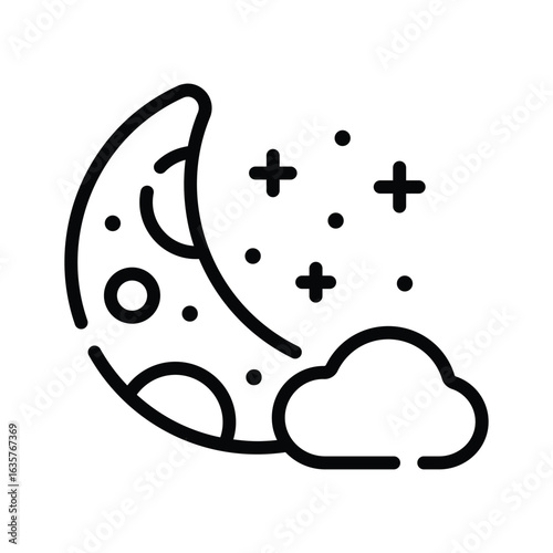 Easy to edit outline icon of lunar surface