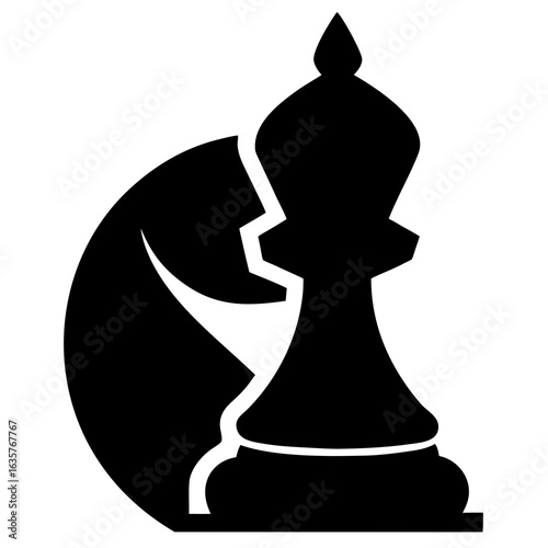 Black chess bishop and knight abstract design white
