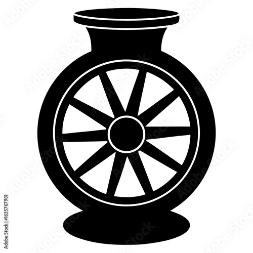 Black pottery wheel silhouette vector craft