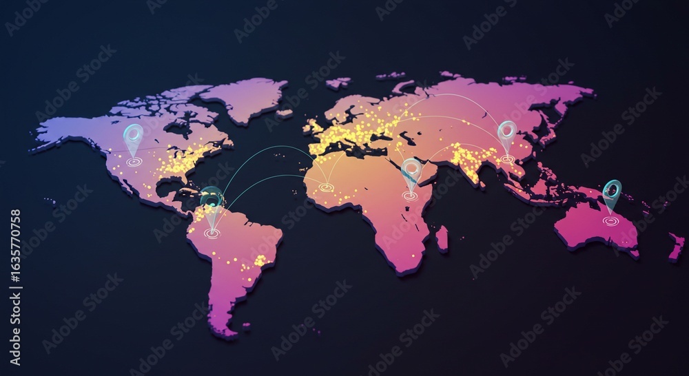 Fototapeta premium Global connections world map graphic