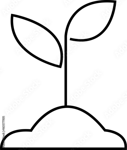 A young plant sprout emerges from dark soil, bathed in sunlight, surrounded by icons symbolizing sustainable growth and renewable energy, growing plant stages vector bundle, agriculture and gardening
