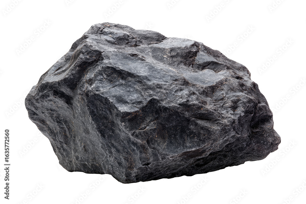 Obraz premium A dark gray, rough-textured rock