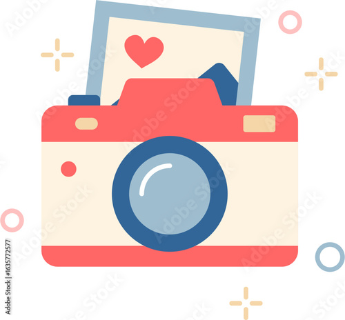 Camera Icon With Romantic Photo Frame
