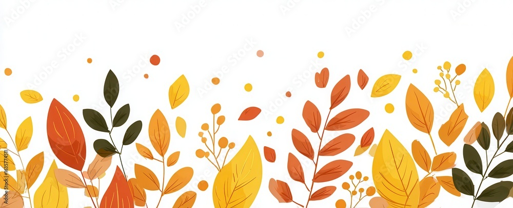 Fototapeta premium autumn seamless border leaves vector