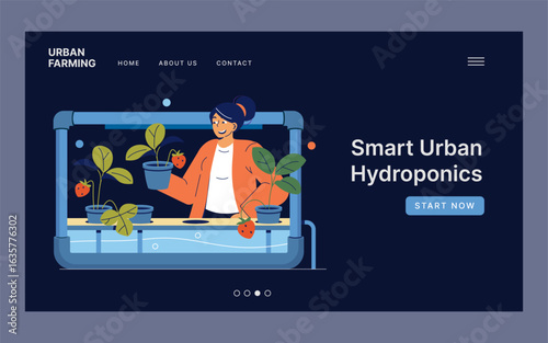 Smart Urban Hydroponics Vector Illustration for Website