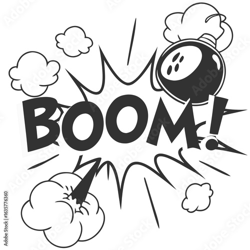 Monochrome Boom comic-style Png