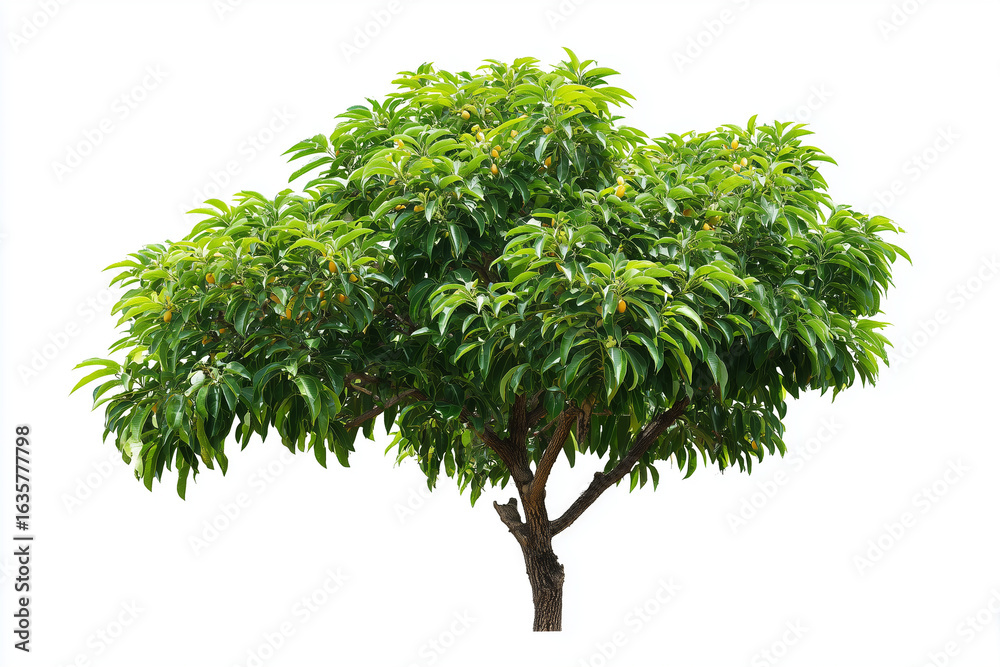 Naklejka premium Mango tree isolated on white background, Selective focus tropical tree on white background.
