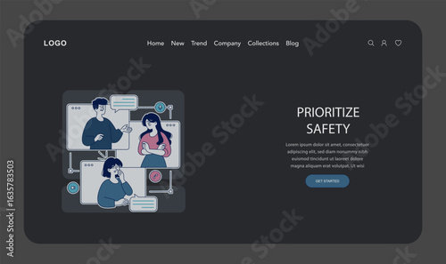 Online Safety Tips in Blog Design with Vector Illustration