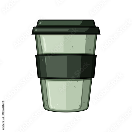 flute coffee cup reusable cartoon vector illustration