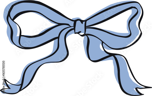 Blue ribbon bow. Perfect for greeting cards, wedding invites, event programs, or formal stationery. Fully editable vector.