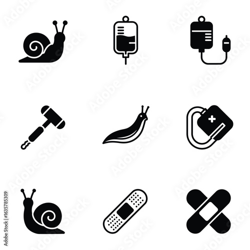 Snail Mucus, Medical Icons, Black Glyphs