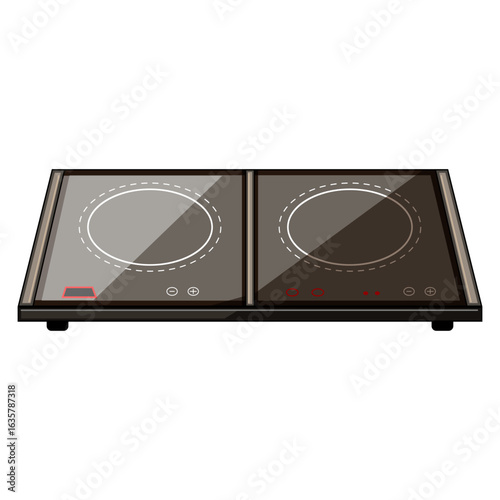 champagne induction cooktop cartoon vector illustration