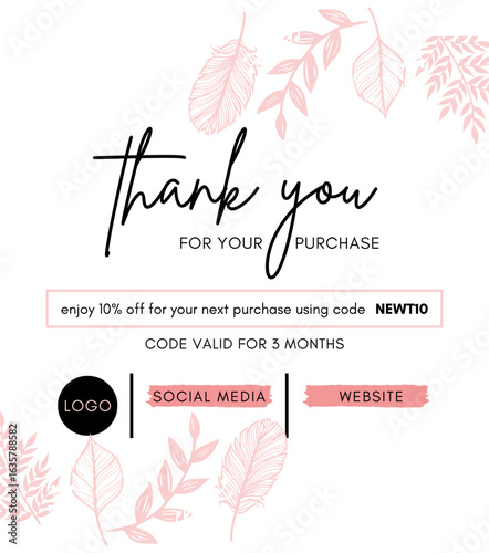 Thankyou card illustrated icon with black and white board