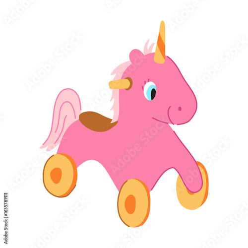 horse ride on toy cartoon vector illustration