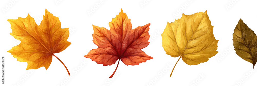 Fototapeta premium Autumn leaves in various stages of color change