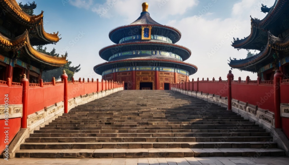 Obraz premium Temple of heaven, beijing, china with grand staircase
