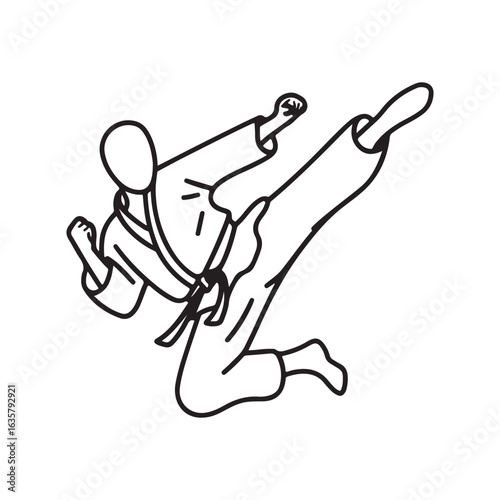 Karate kimono icon line art vector illustration on white background