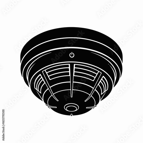 Smoke detector illustration showing alarm device and fire safety equipment for homes. Smoke detector assures safety in buildings, providing early warning, detecting smoke and fire.