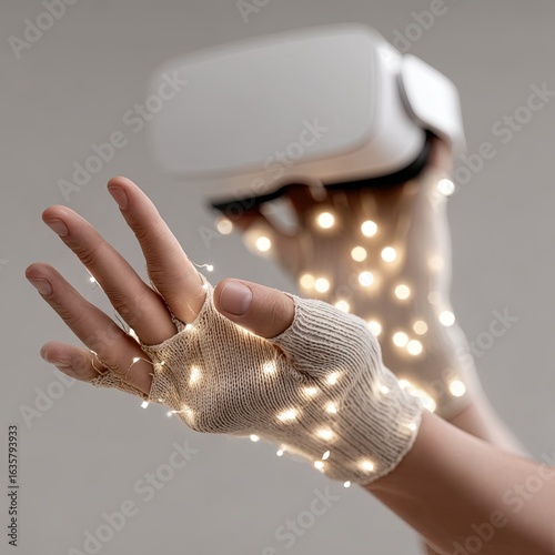 Illuminated Gloves and VR Headset: A Futuristic Tech Interface