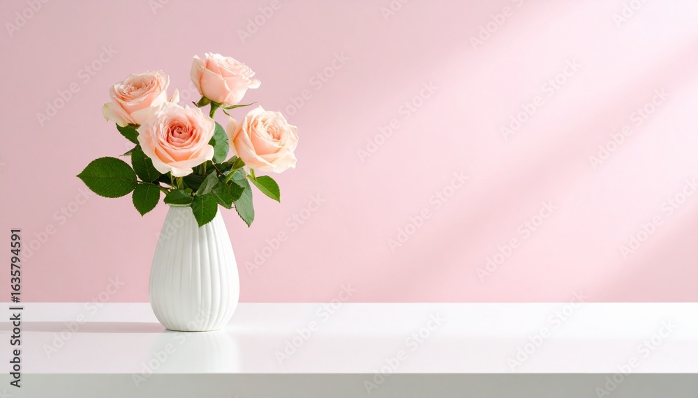 Naklejka premium bouquet of pink roses in vase