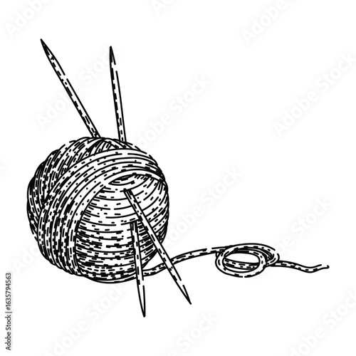 fiber yarn needle knit sketch hand drawn black